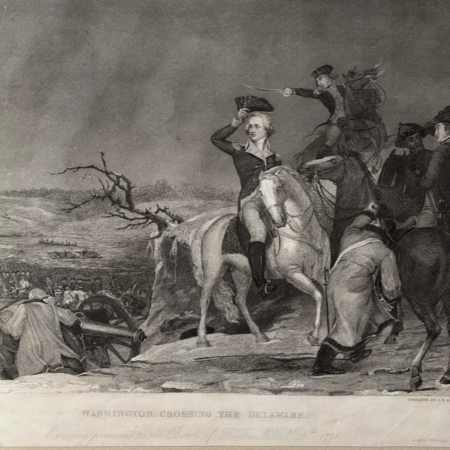 "Washington Crossing the Delaware" — 1861 — Framed