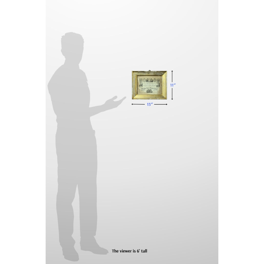 Washington Monument Society Contribution Certificate — In a period frame with period glass