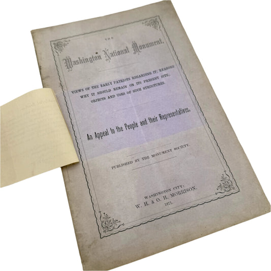 Washington National Monument Society fundraising report from 1854, with cover note to Masonic Lodges