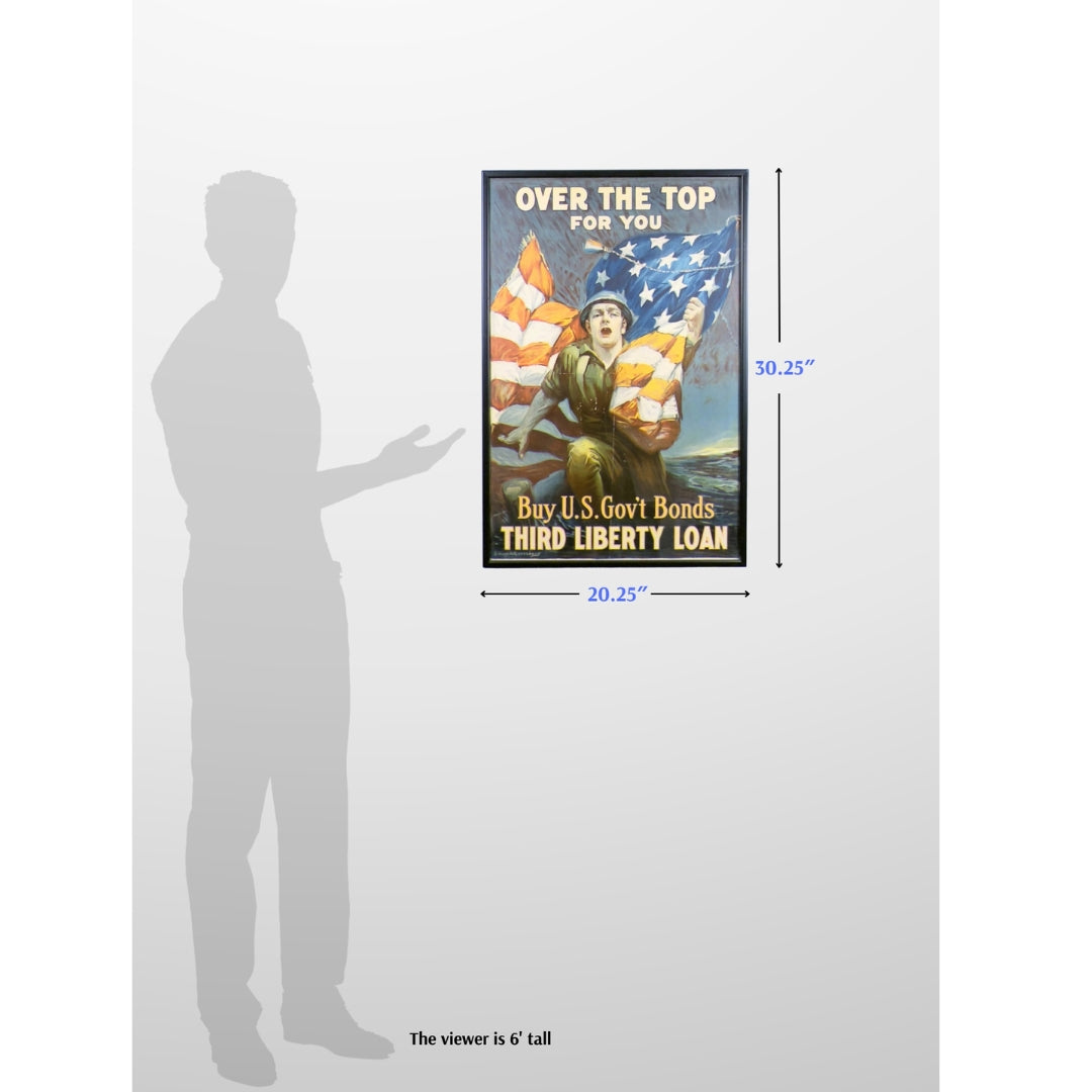 Original 1918 WWI Poster — "Over the Top For You" — Framed