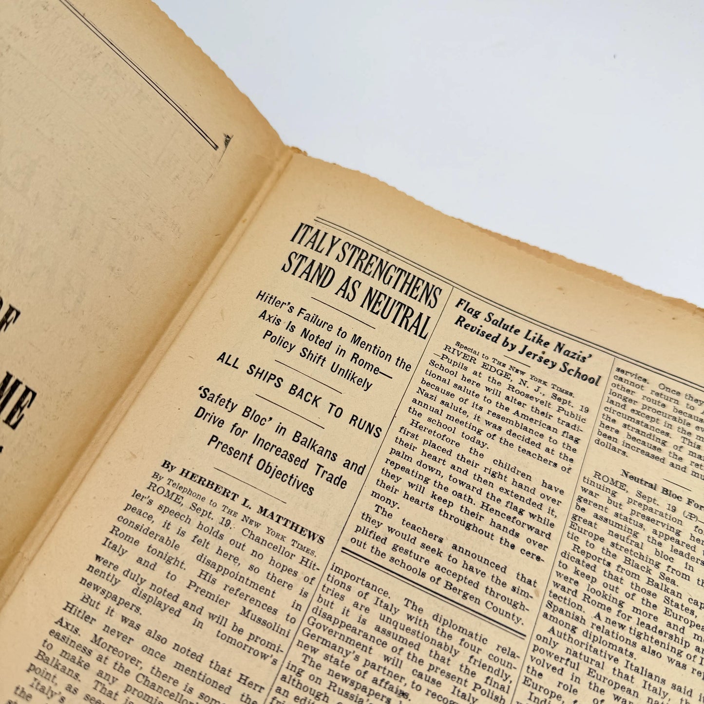 The New York Times coverage of WWII — September 20 and 21, 1939 — Sold as a set