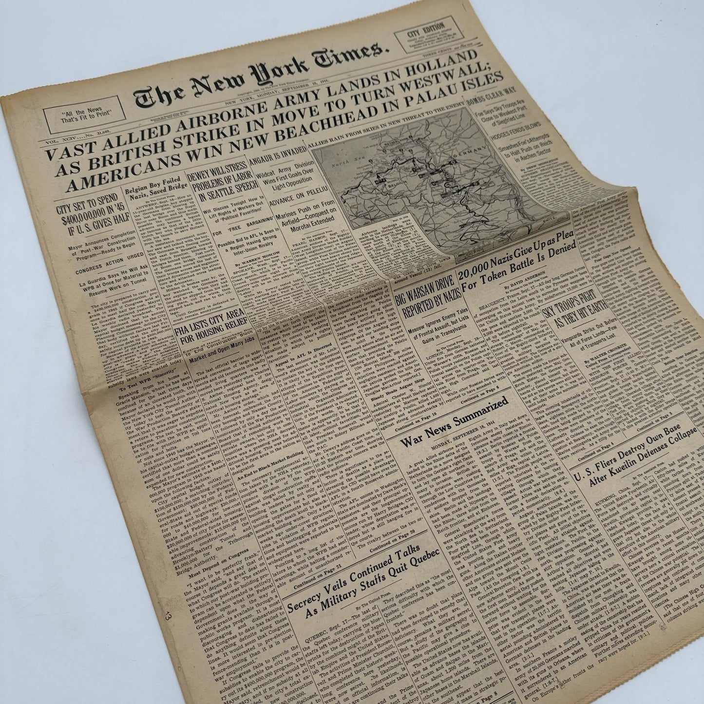 The New York Times coverage of WWII — September 1944 — Offered individually