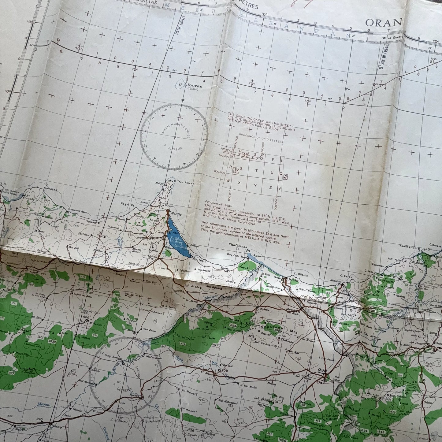 Original World War II US Army Map of Oran, Algeria — Operation Torch — 1942