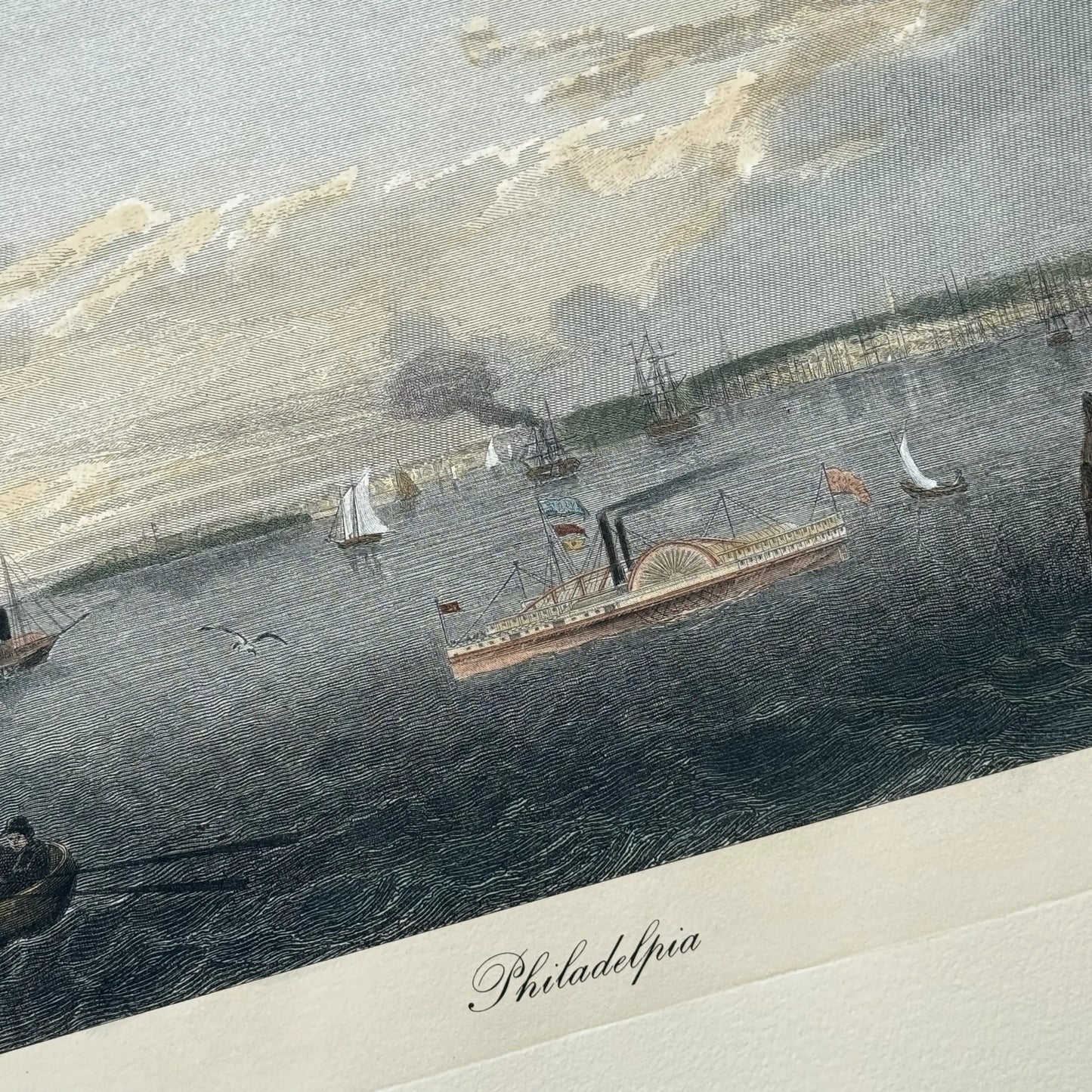 Caption from the Restrike of hand-colored engraving of Philadelphia (19th century) from The History List store