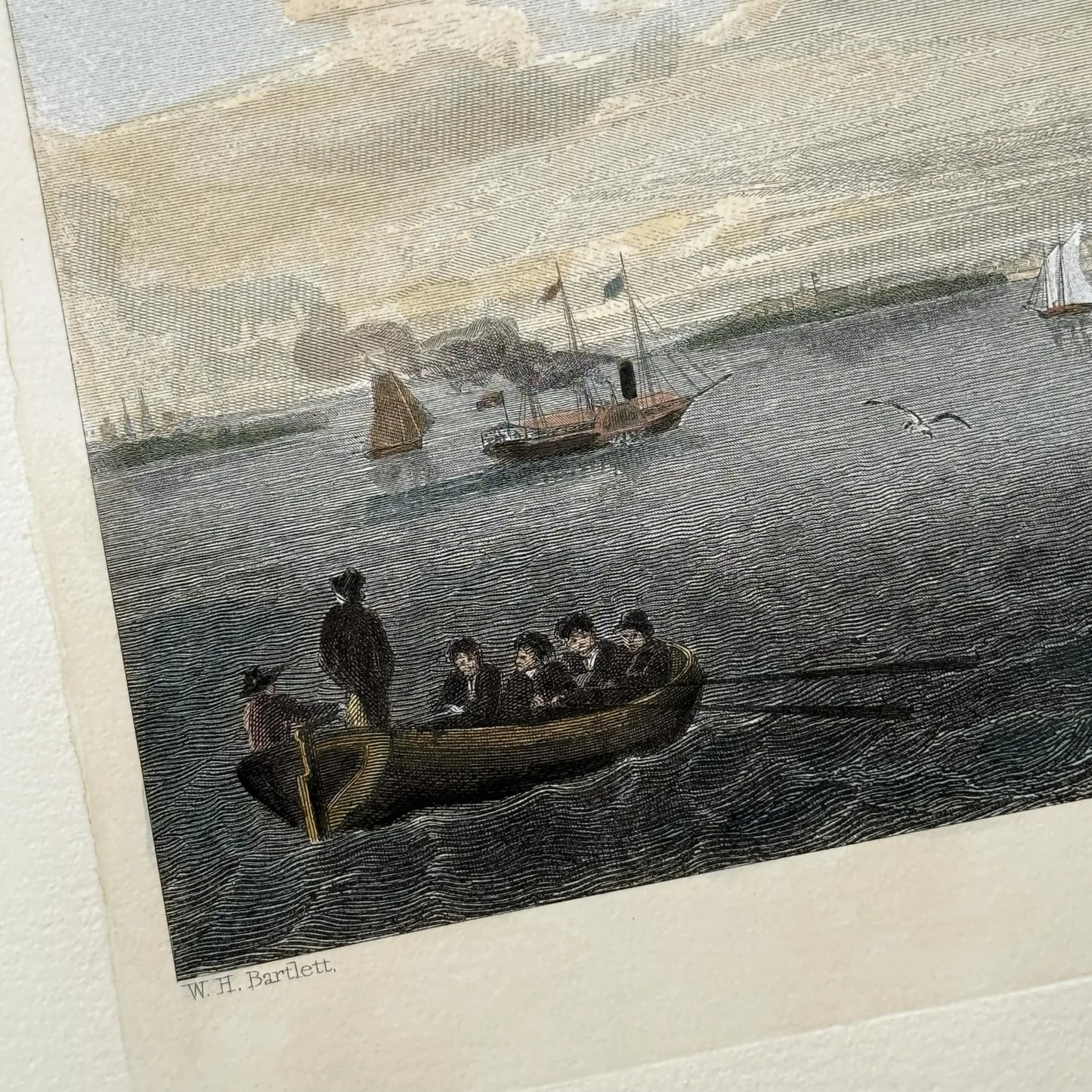 Boat close-up from the Restrike of hand-colored engraving of Philadelphia (19th century) from The History List store
