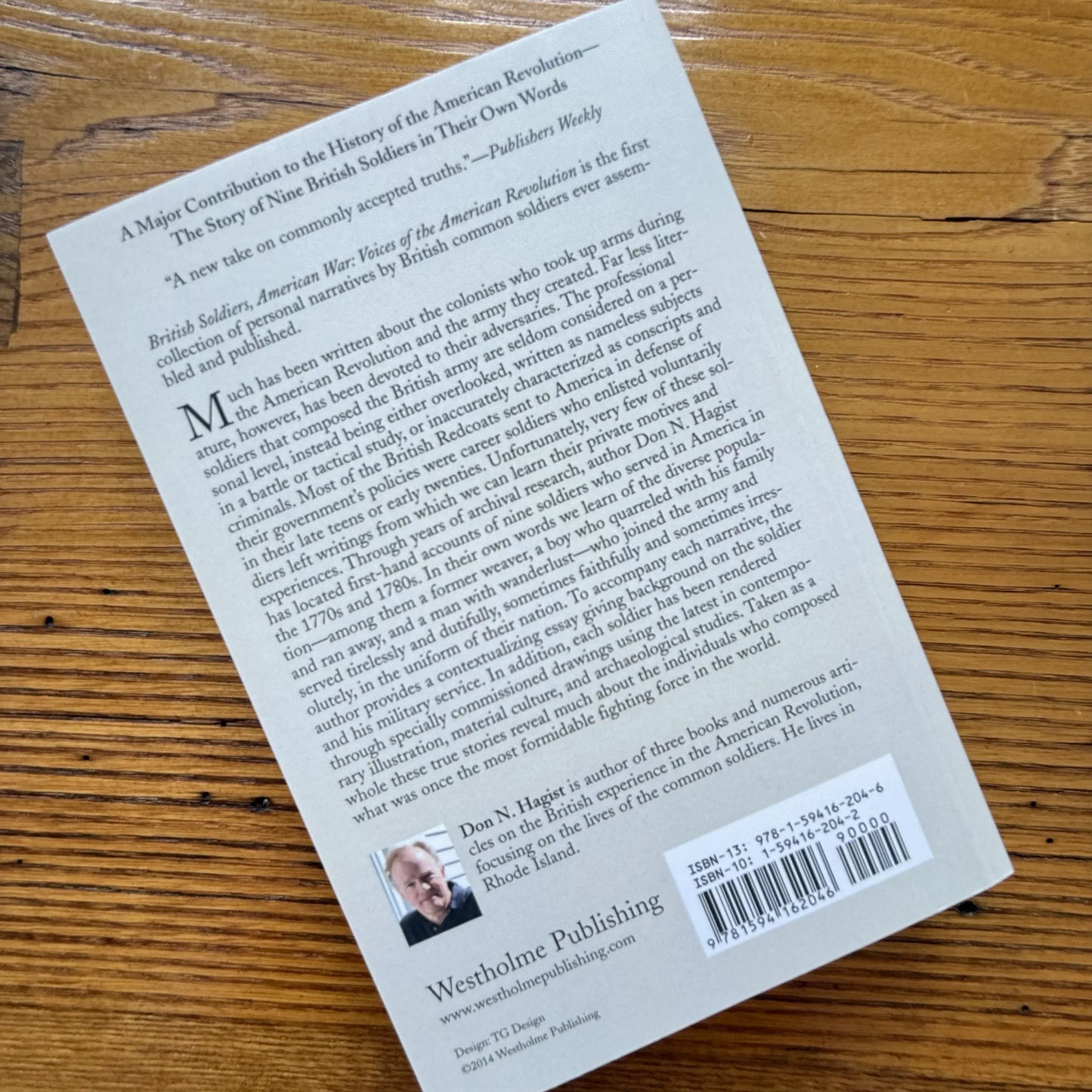 Back Cover Page of "British Soldiers, American War Voices of the American Revolution" — Signed by the Author, Don N. Hagist