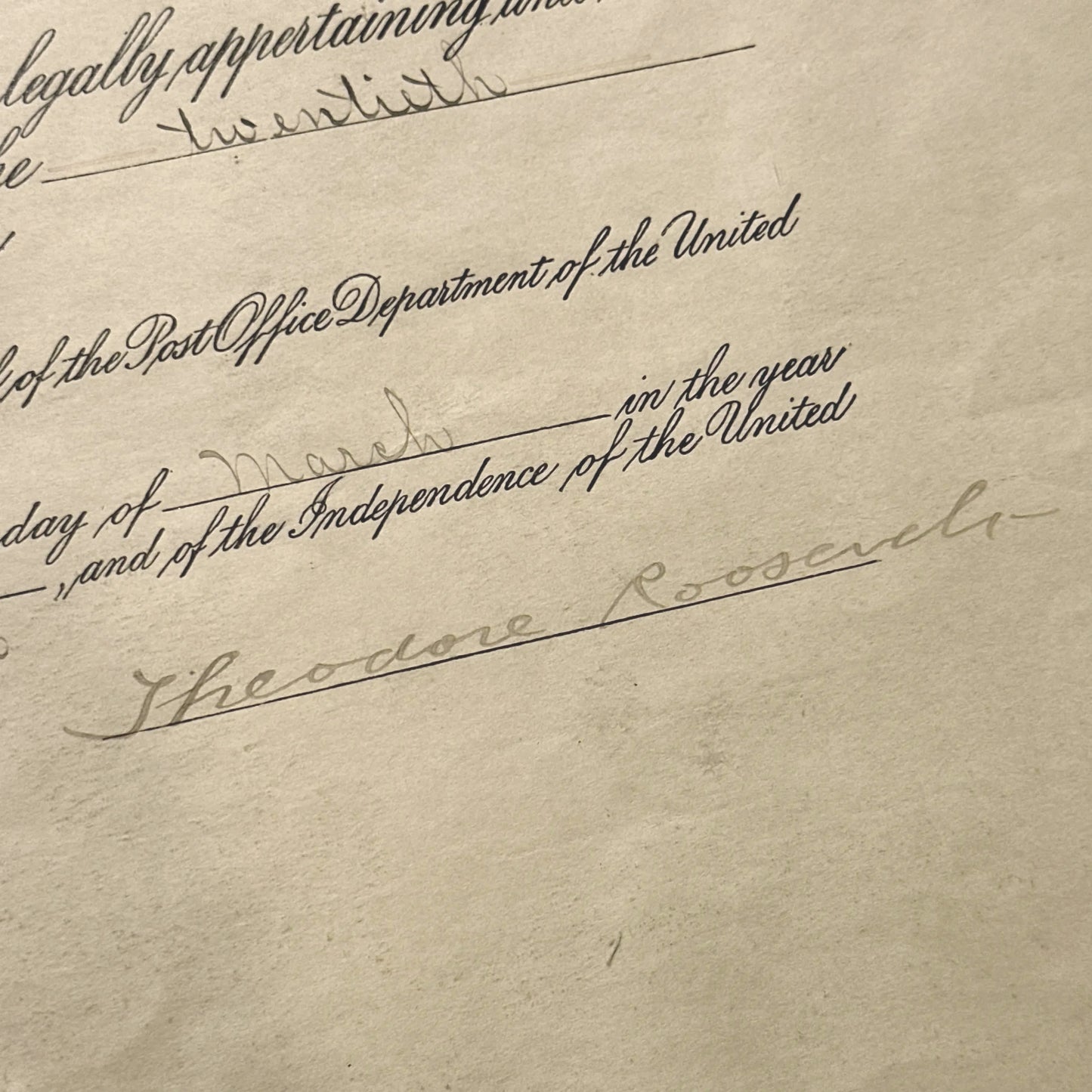 Theodore Roosevelt Presidential Appointment — Signed March 7, 1904
