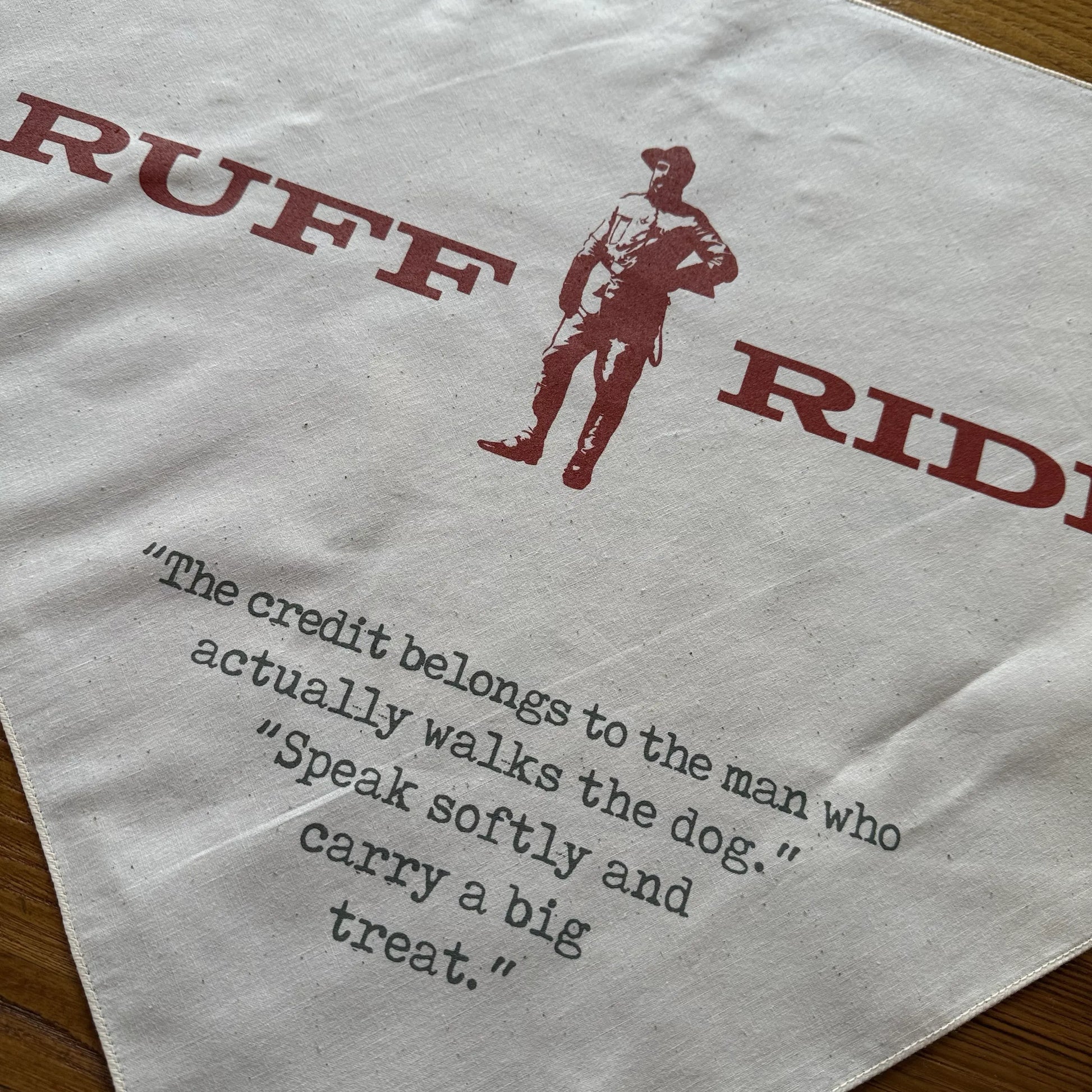 Close-up of Teddy Roosevelt's "Ruff Rider" Dog Bandana — Made in the USA from The History List store