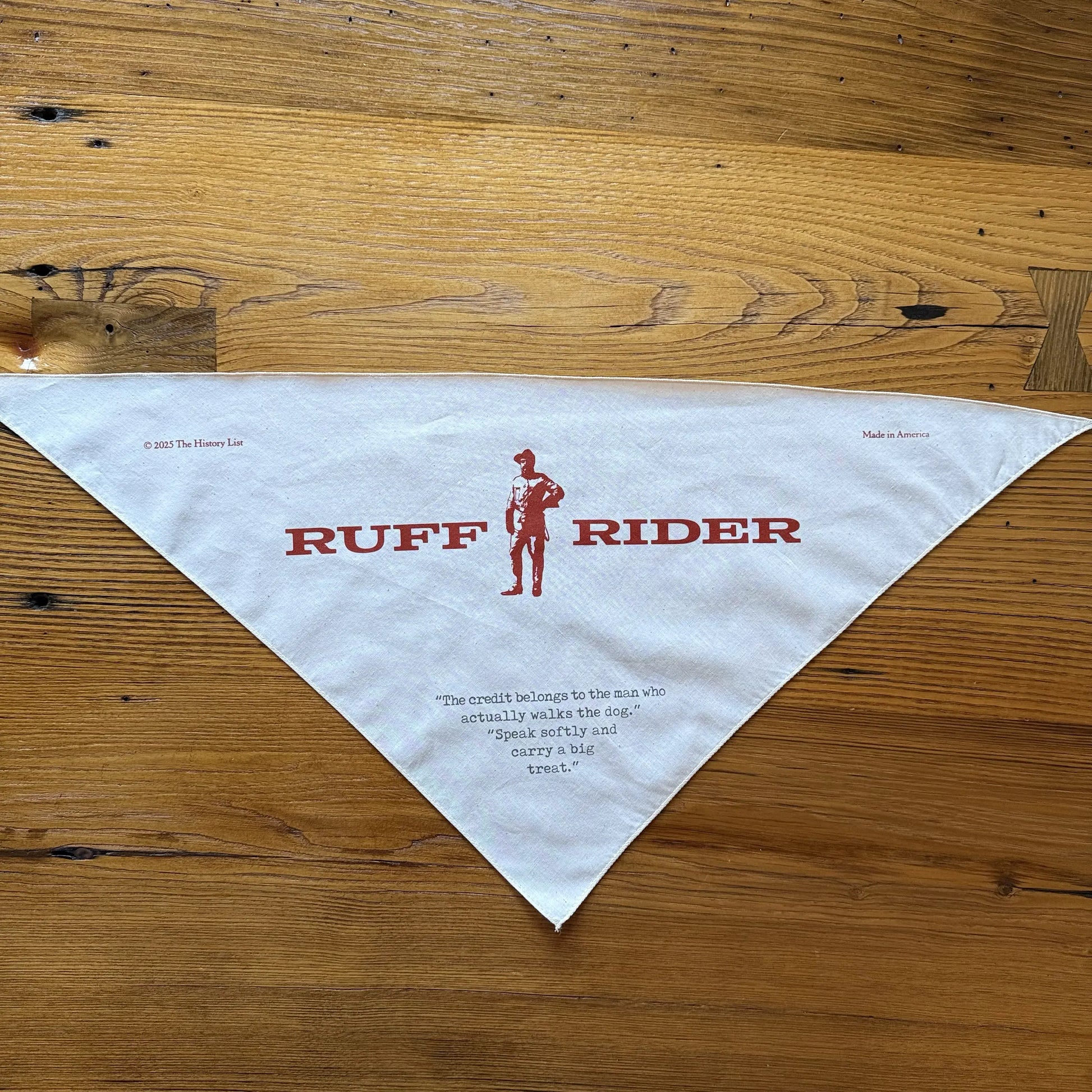 Teddy Roosevelt's "Ruff Rider" Dog Bandana — Made in the USA from The History List store in small size