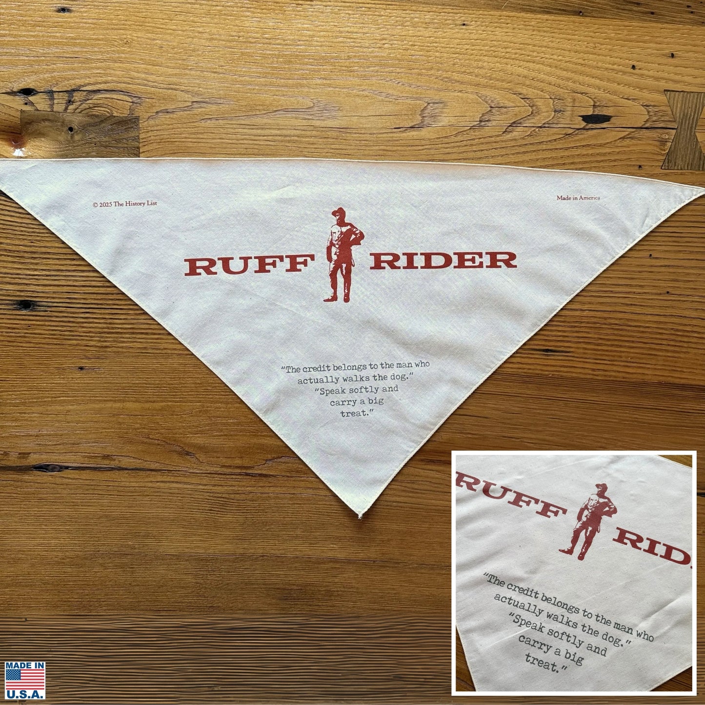 Teddy Roosevelt's "Ruff Rider" Dog Bandana — Made in the USA from The History List store
