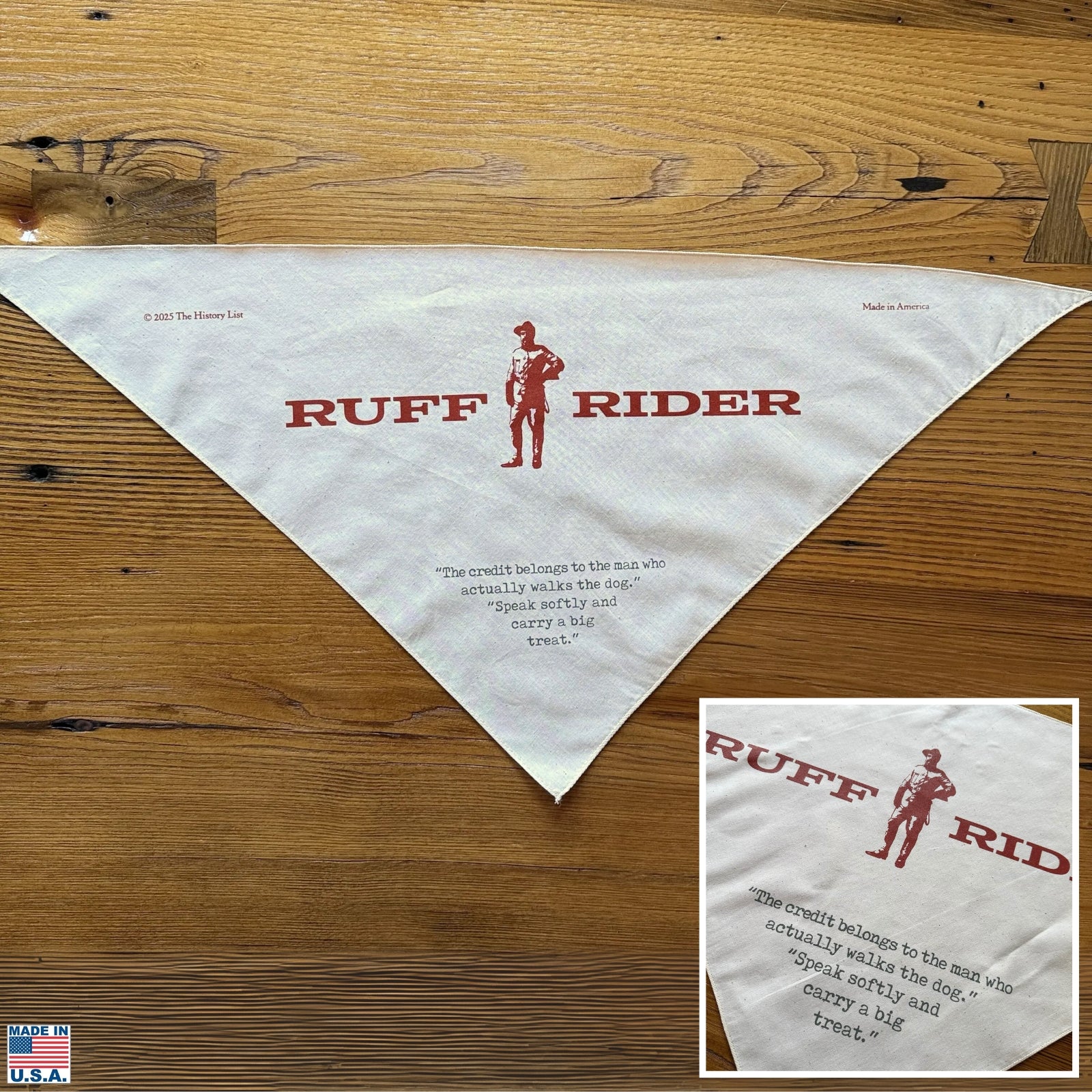 Teddy Roosevelt's "Ruff Rider" Dog Bandana — Made in the USA from The History List store