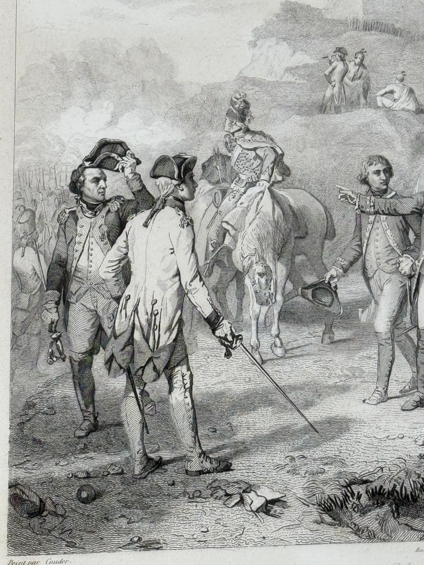 Siege of Yorktown - Surrender of Cornwallis — Steel engraving from France — Framed 1860 print