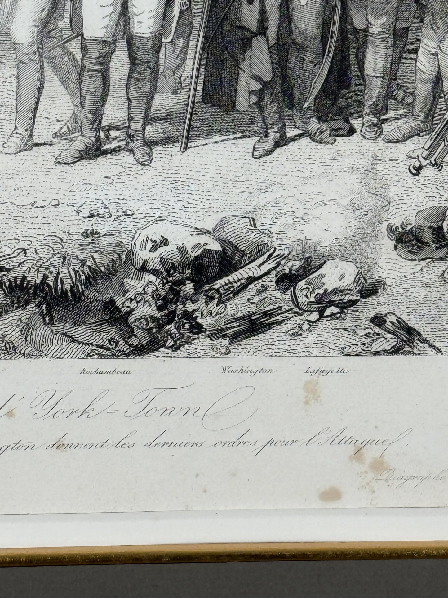 Siege of Yorktown - Surrender of Cornwallis — Steel engraving from France — Framed 1860 print