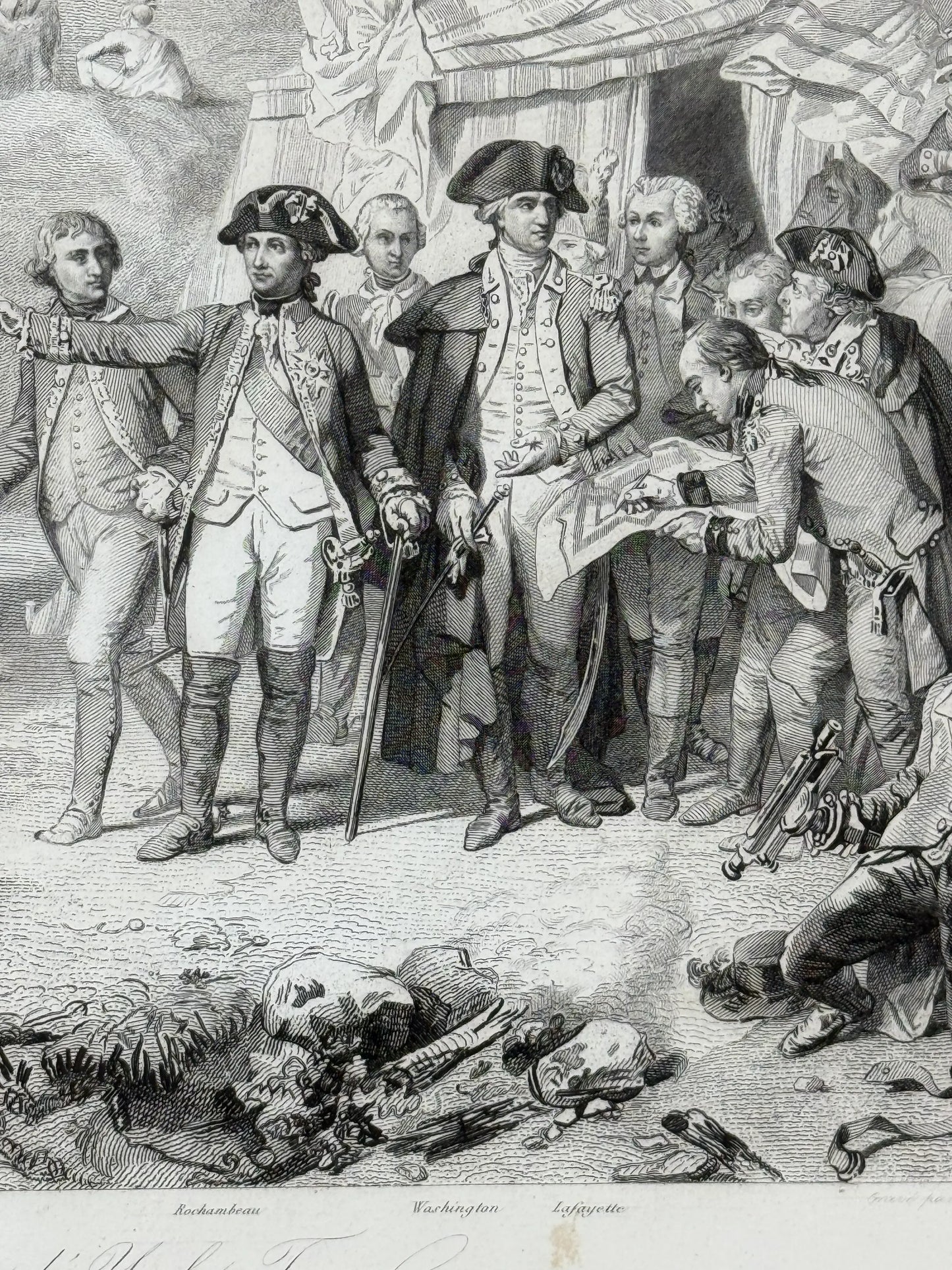 Siege of Yorktown - Surrender of Cornwallis — Steel engraving from France — Framed 1860 print