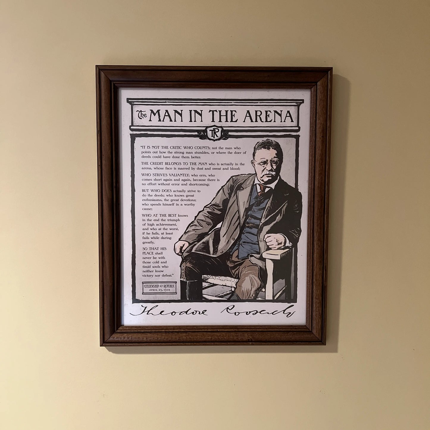 The Man in the Arena — Teddy Roosevelt original framed print made in America