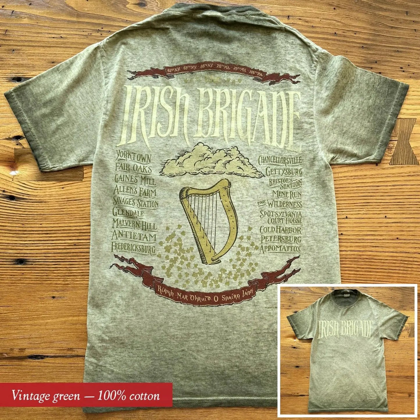 The Civil War "Irish Brigade" Shirt in Vintage green from The History List store