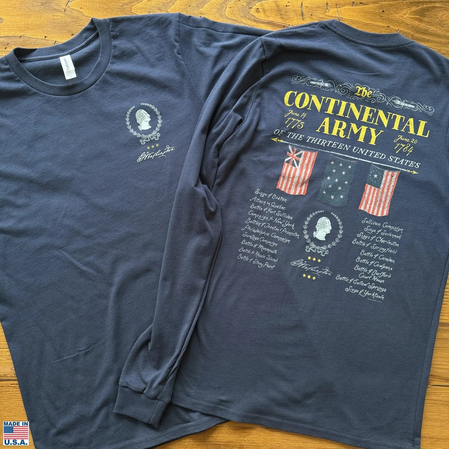 "The Continental Army" Made in America Long-sleeved Shirt from The History List store