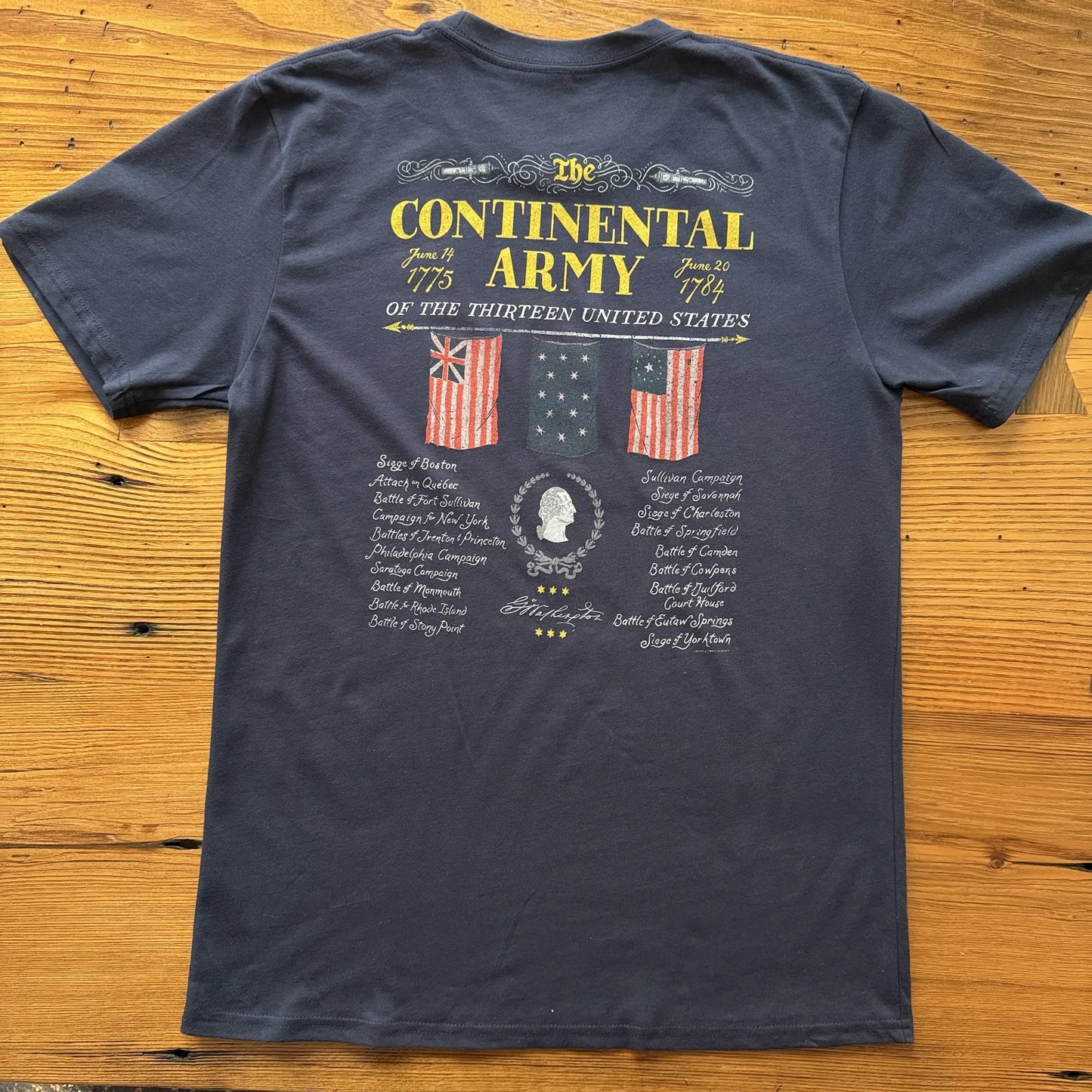 Back view of "The Continental Army" Made in America Shirt in Navy from The History List Store.