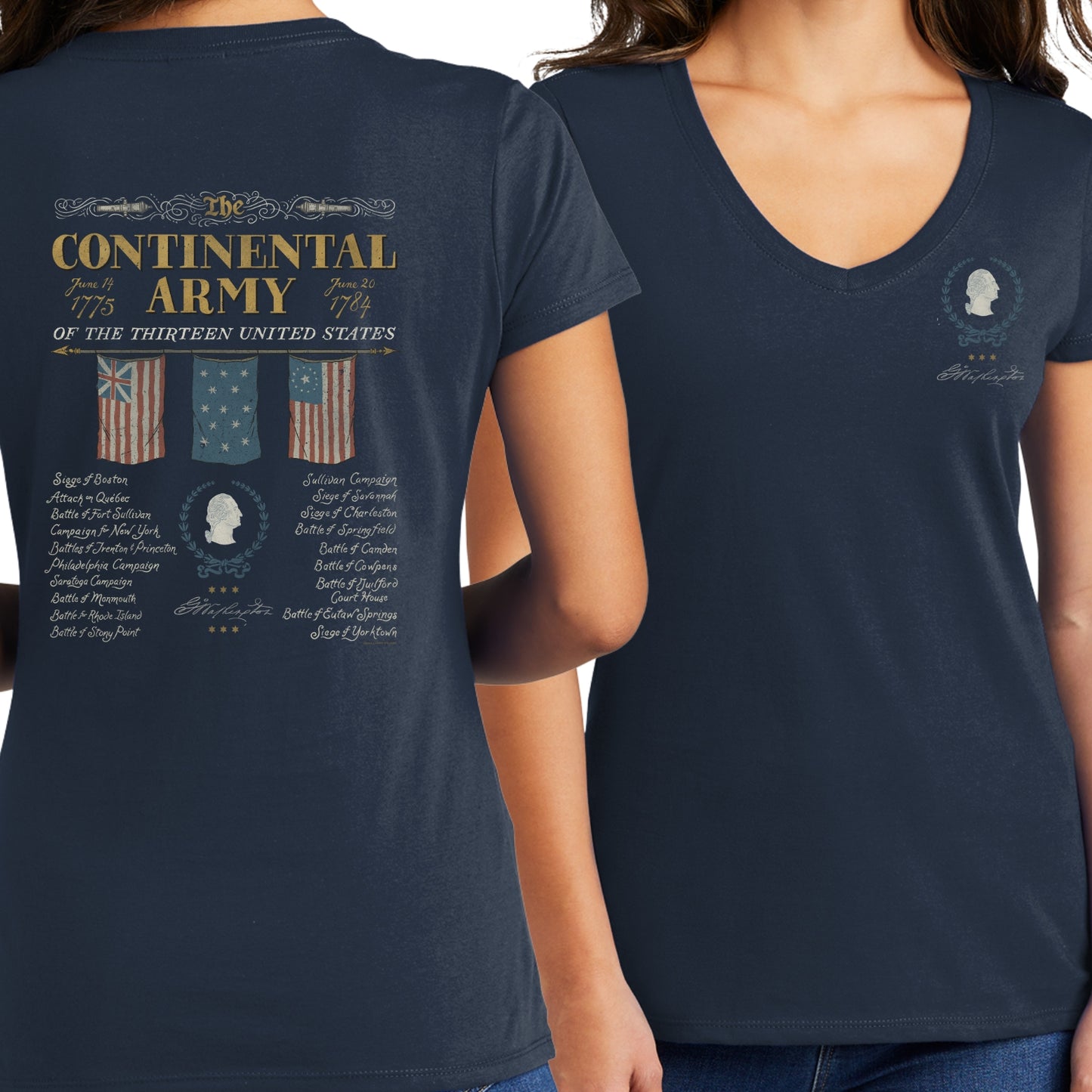 "The Continental Army" Women's fitted v-neck shirt