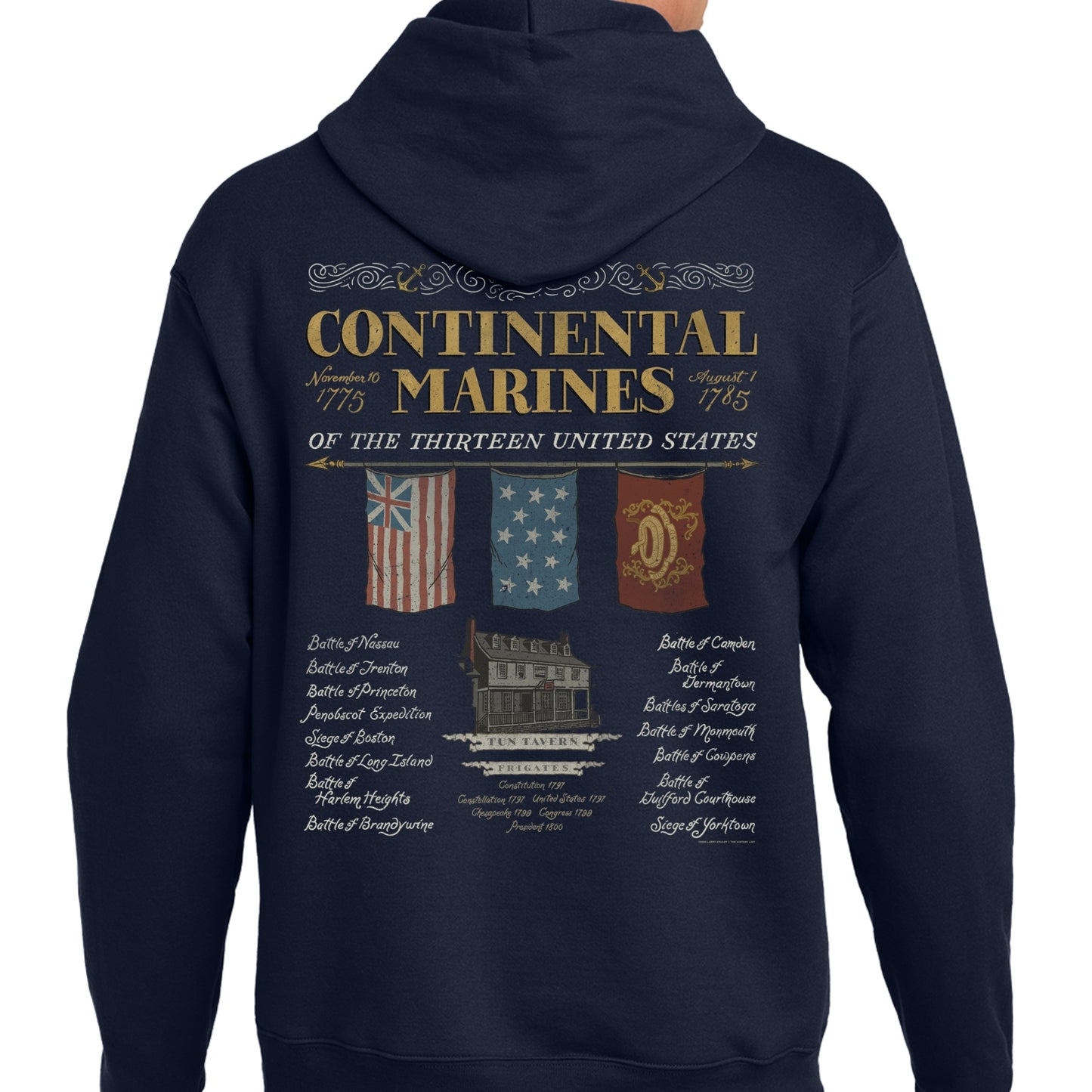 Back of "The Continental Marines" Hooded sweatshirt from The History List store