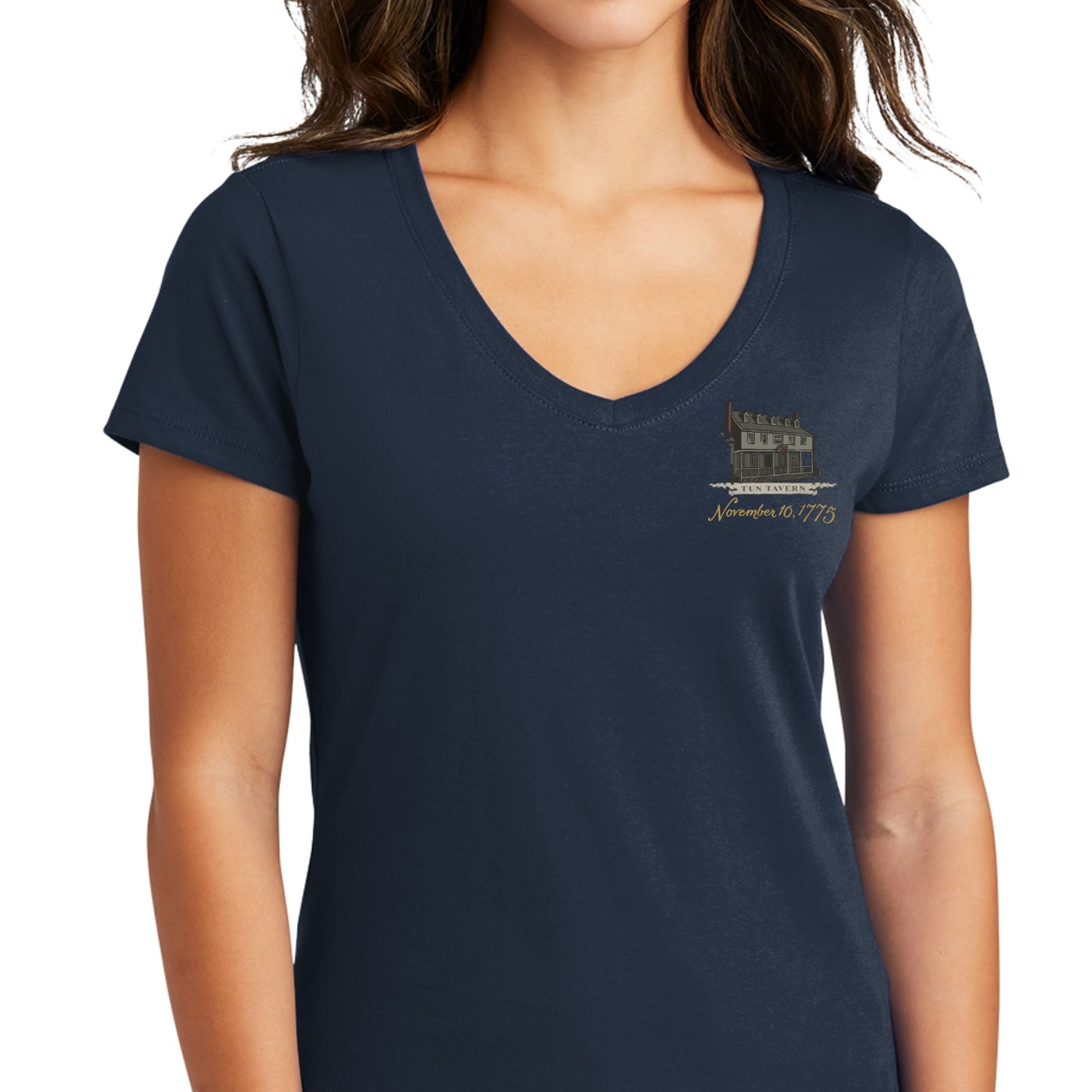 Front of "The Continental Marines" Women's fitted v-neck shirt from The History List store