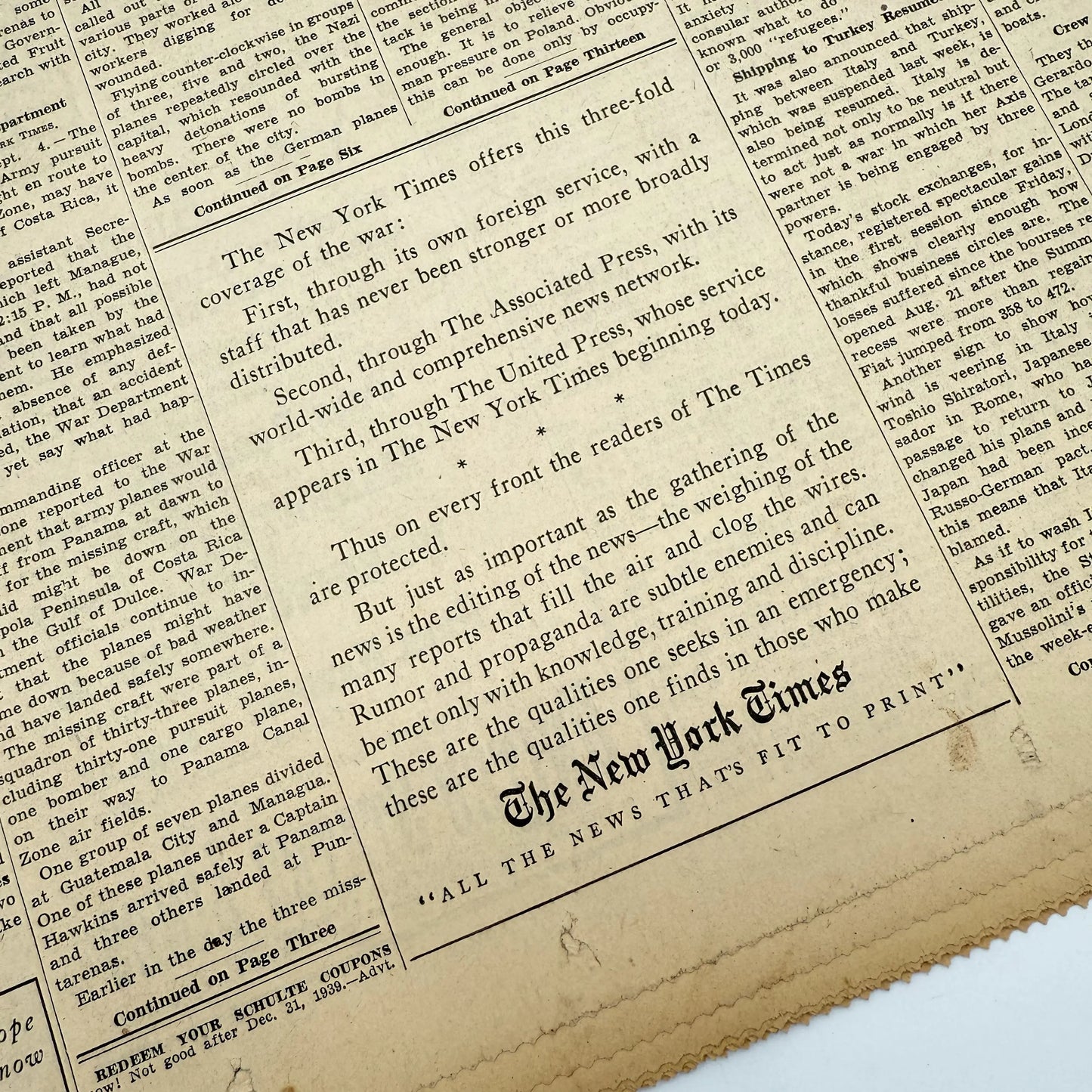 The first five days of WWII in the The New York Times — September 1 - 5, 1939 — Offered individually
