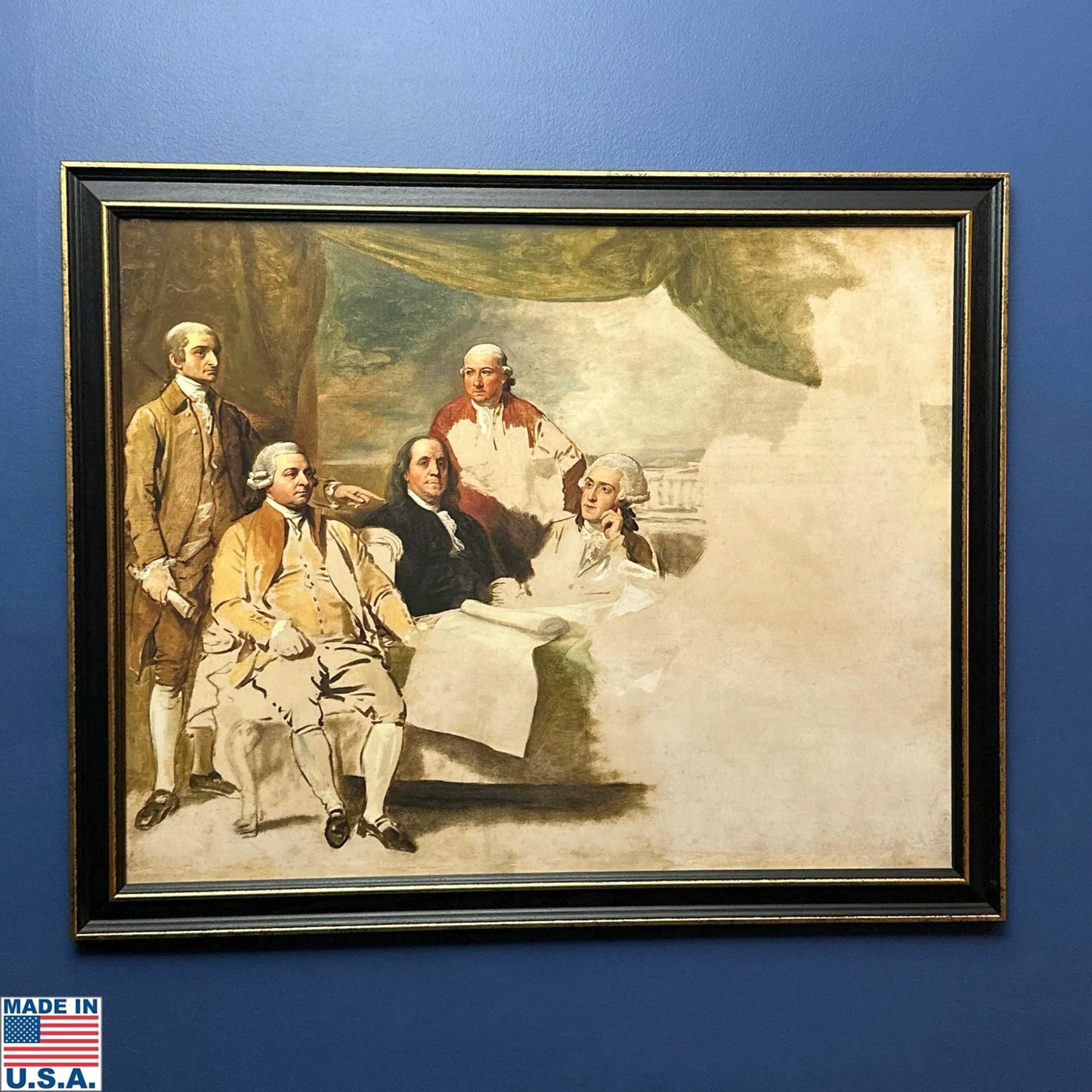 1783 "Treaty of Paris" painting by Benjamin West —Rolled canvas print produced under license — 28.4” x 36.2”