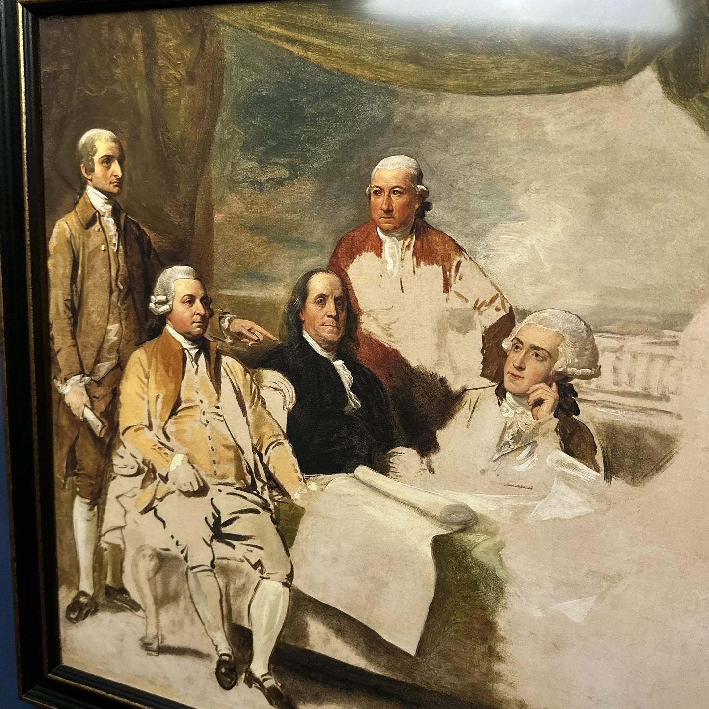 1783 "Treaty of Paris" painting by Benjamin West —Rolled canvas print produced under license — 28.4” x 36.2”