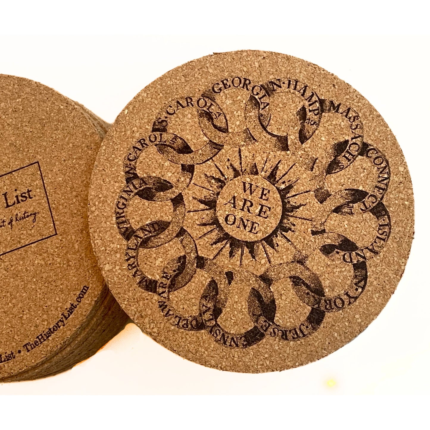 Set of 4 "We are one" Cork Coasters — Made in America