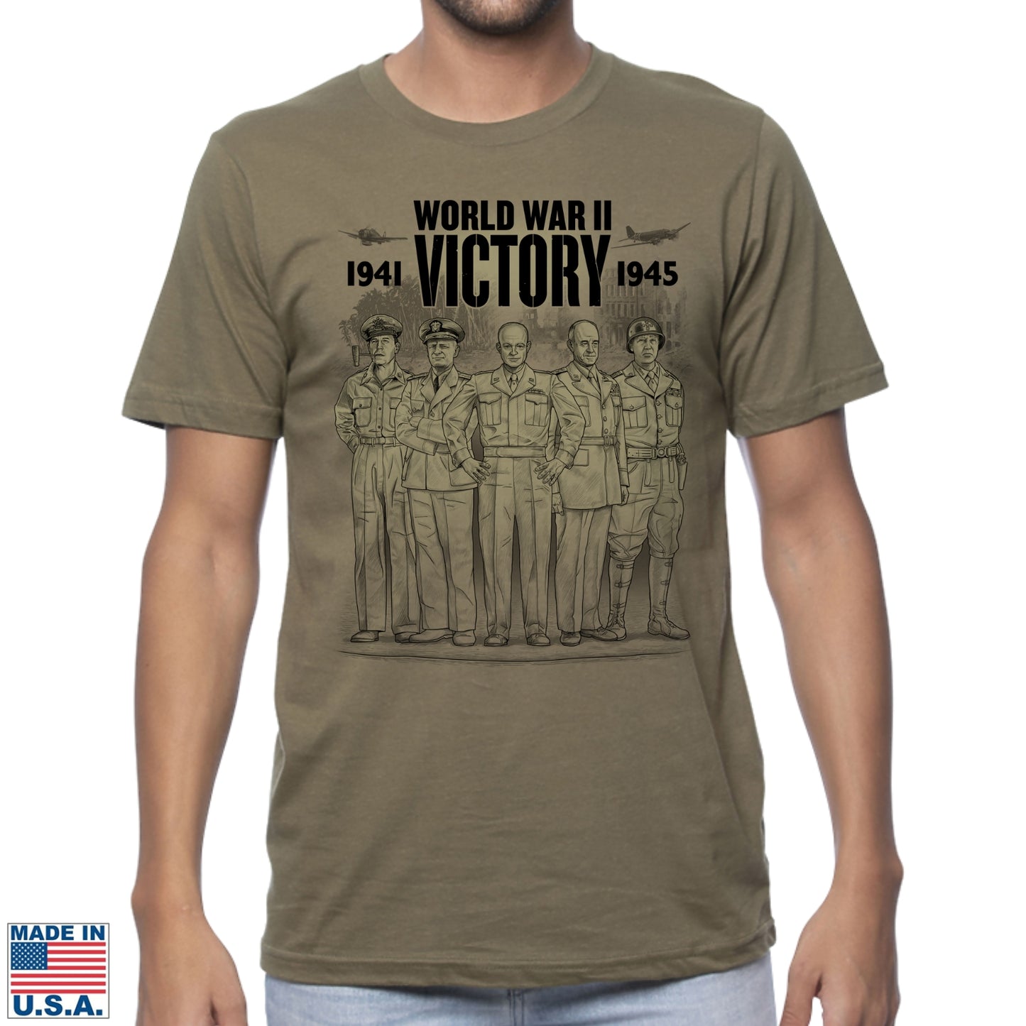 WWII Victory Five American Commanders Shirt — Made in America