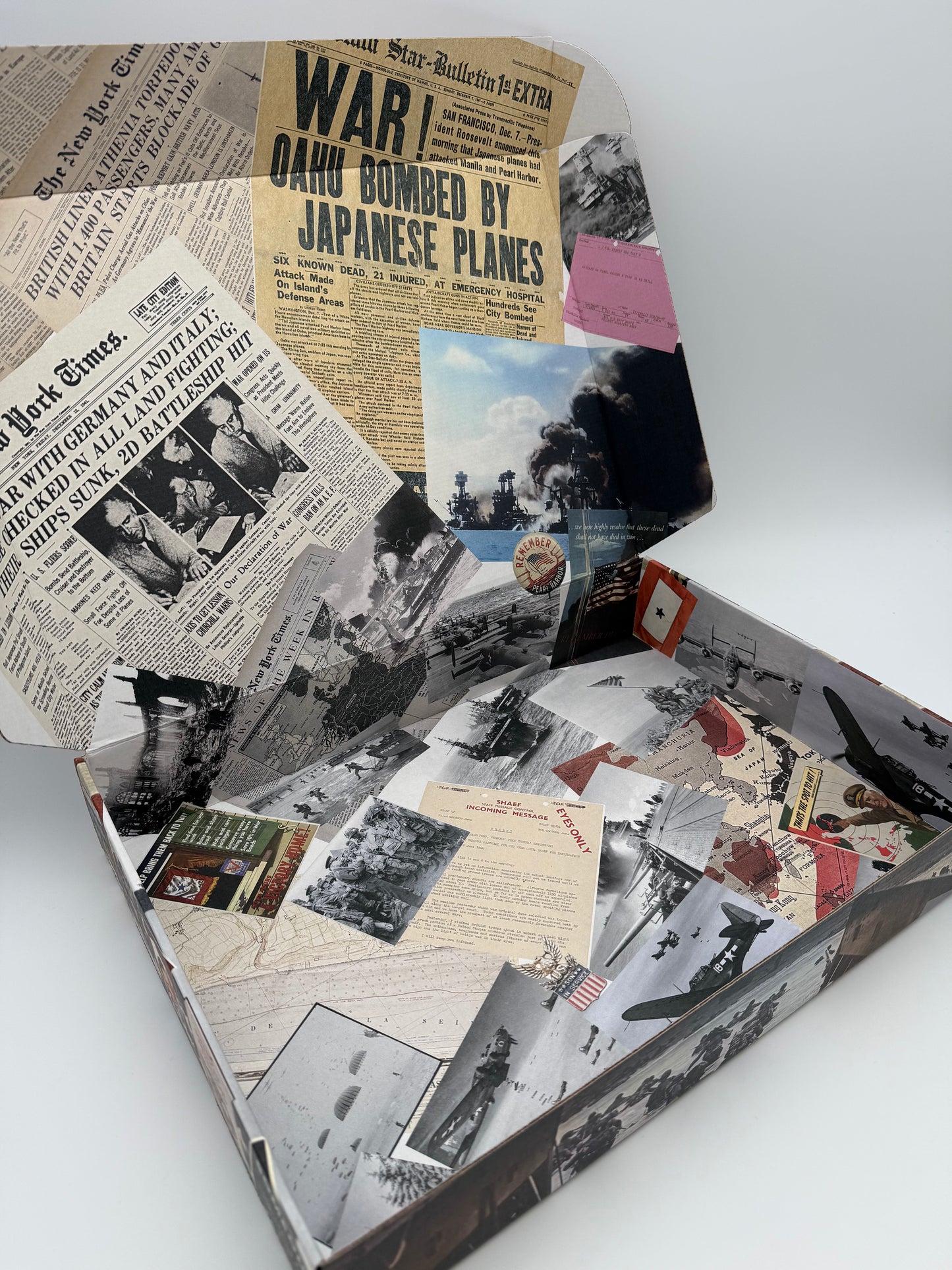 WWII History Box with a small poster stickers, magnets, and bookmarks — Made in America