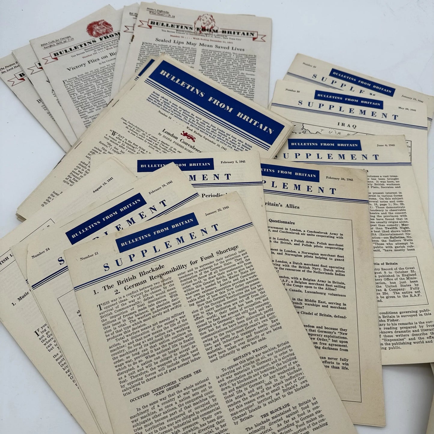 WWII Bulletins from Britain, Belgium, and Norway — More than 100 publications