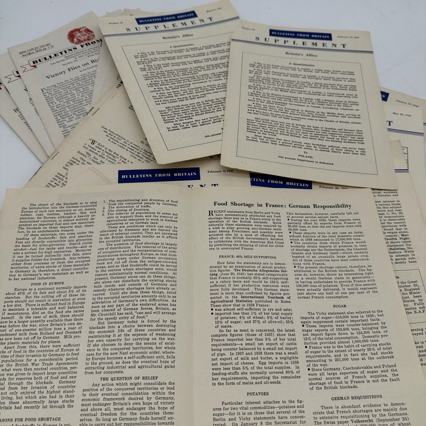 WWII Bulletins from Britain, Belgium, and Norway — More than 100 publications