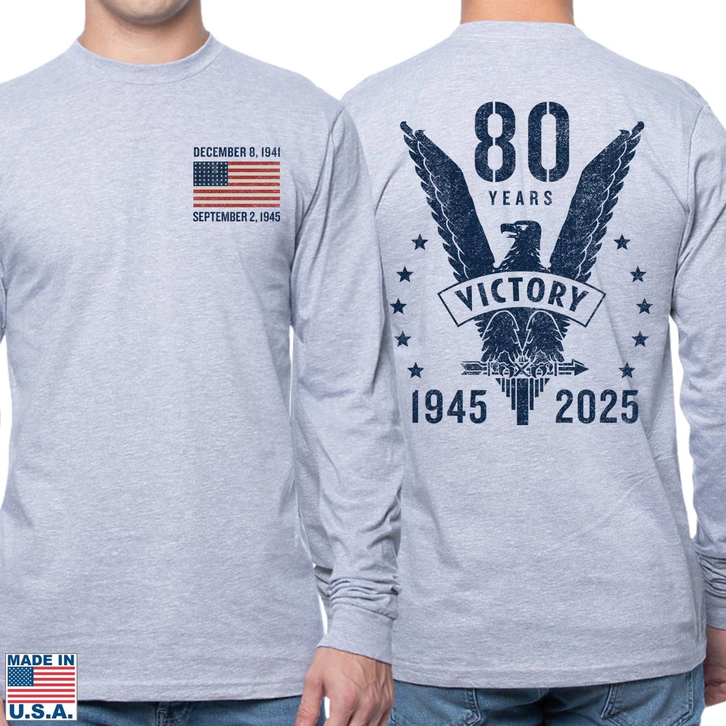 WWII Victory 80th Anniversary Made in America Long-sleeved shirt