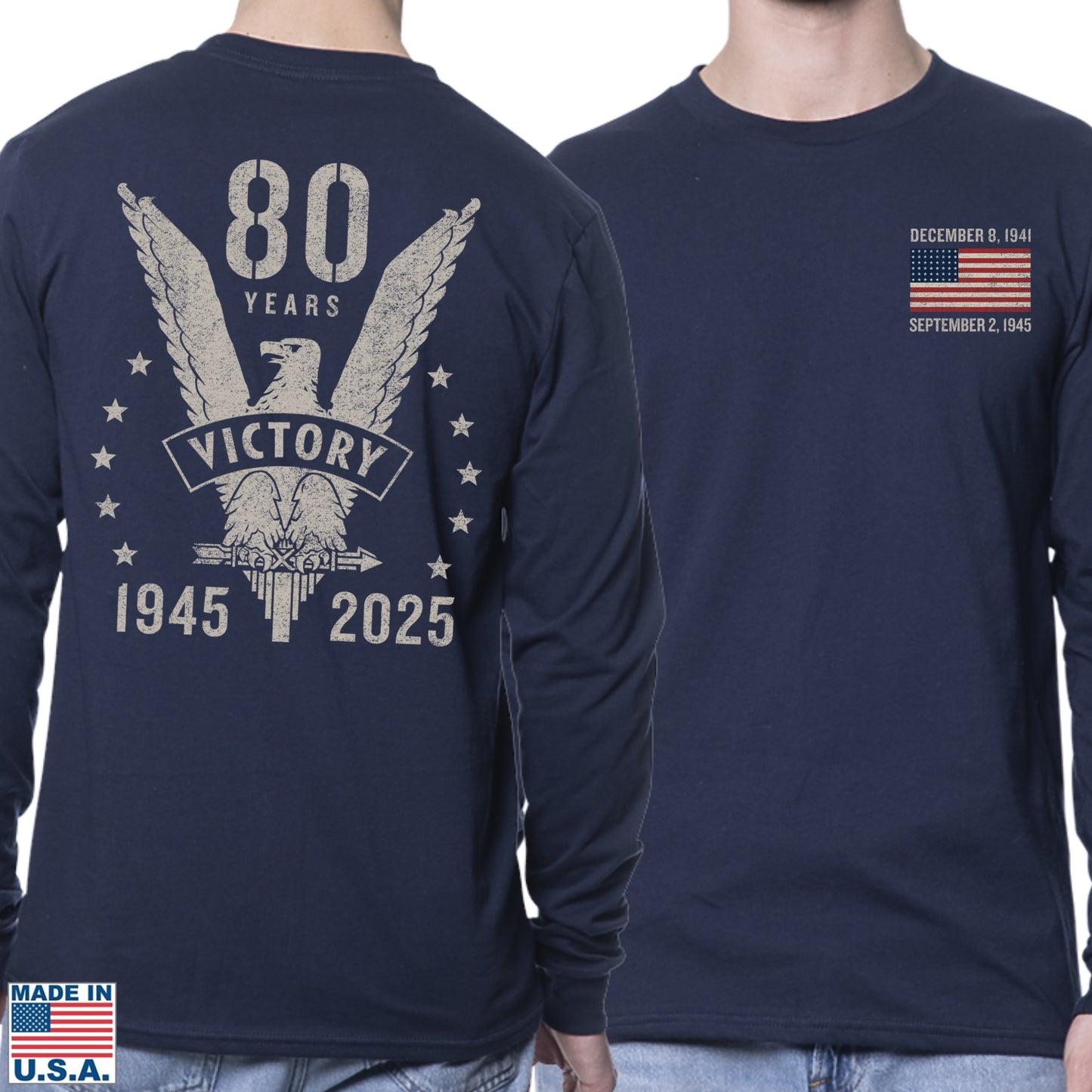 WWII Victory 80th Anniversary Made in America Long-sleeved shirt