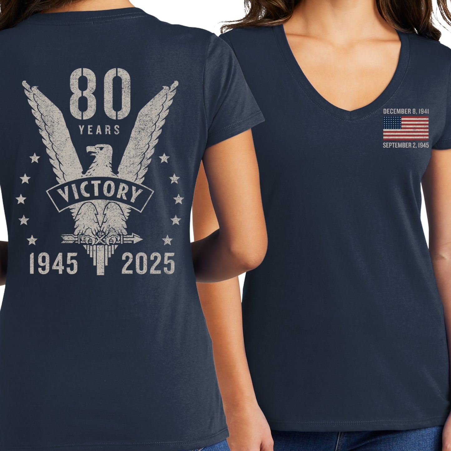 WWII Victory 80th Anniversary Women's fitted v-neck shirt