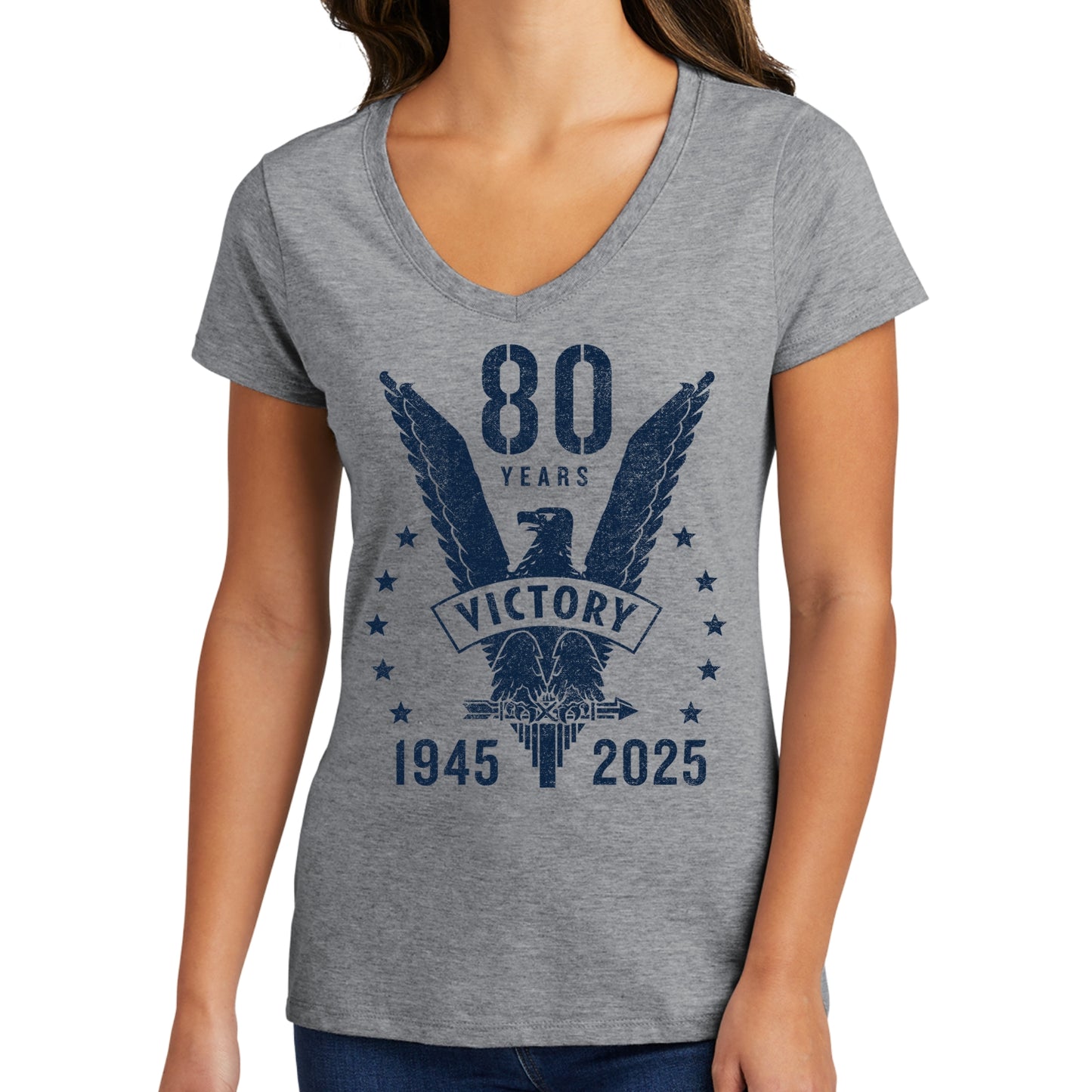 WWII Victory 80th Anniversary Women's fitted v-neck shirt