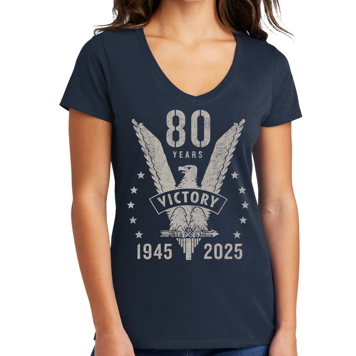 WWII Victory 80th Anniversary Women's fitted v-neck shirt