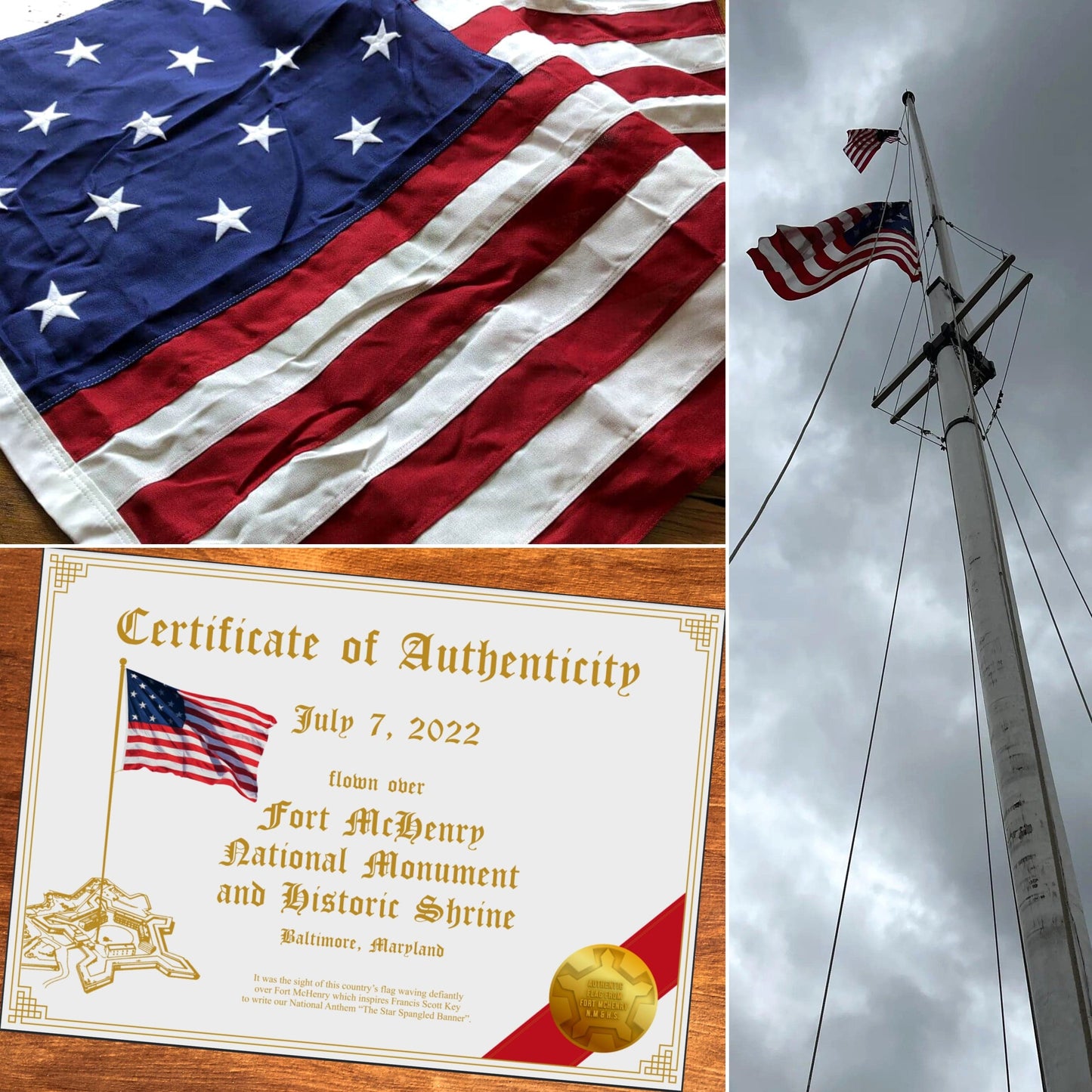 Star-Spangled Banner with 15 stars and 15 stripes — Flown over Fort McHenry