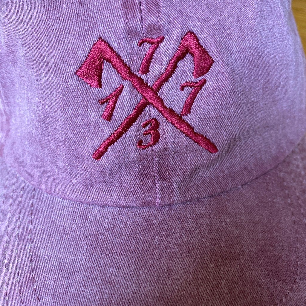 Close-up of the Embroidered "1773" Boston Tea Party cap - For hardcore history folks - Maroon from the History List Store