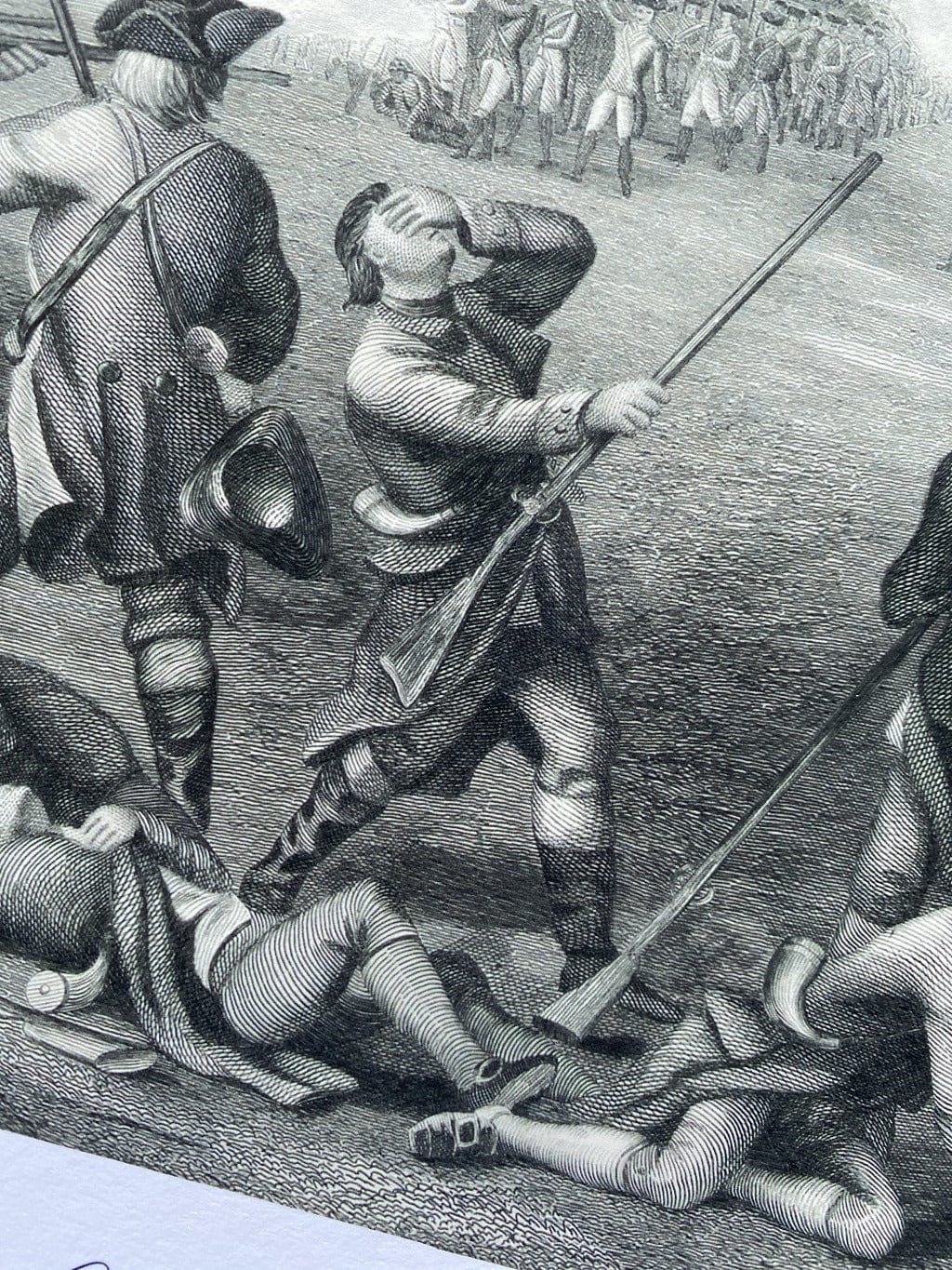 Closeup of fine art reproduction of the "Battle of Lexington 1775" Archival print from the History list store