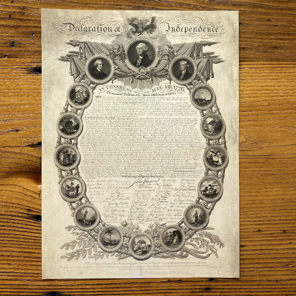 Historic "Declaration of Independence" Engraving by publisher John Binns as a small poster from The History List store