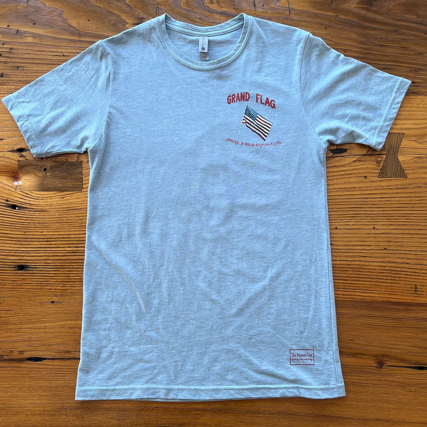 "Grand Old Flag" Shirt Light Blue color front design from the history list store