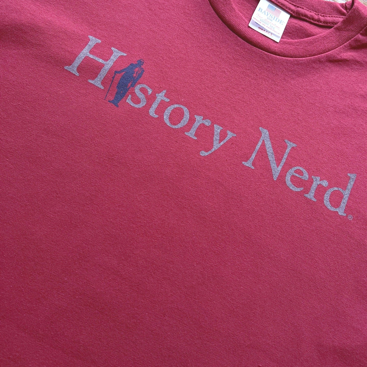 Close-up "History Nerd" shirt with George Washington, from the History List Store