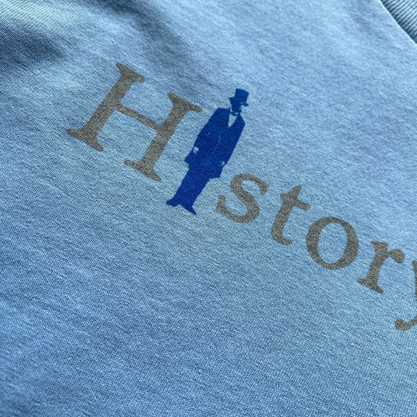 Close-up of "History Nerd" shirt with Abraham Lincoln from The History List store