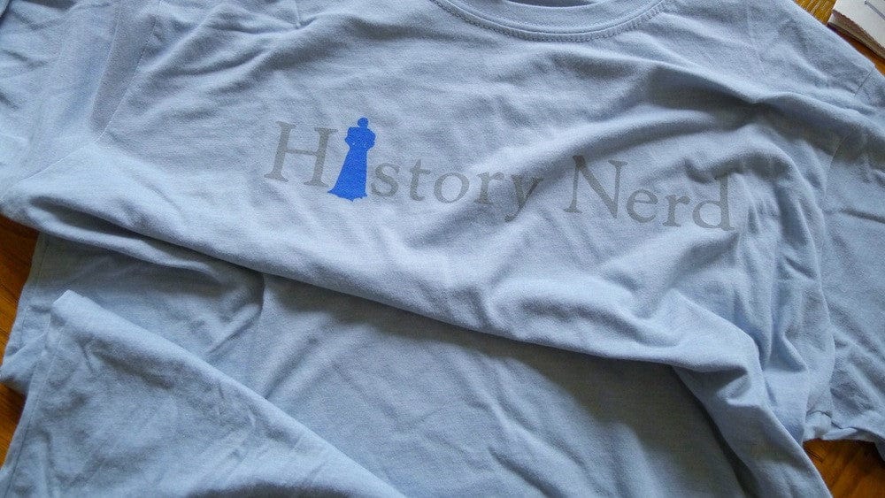"History Nerd" shirt with Susan B. Anthony - Light blue heather from The History List Store