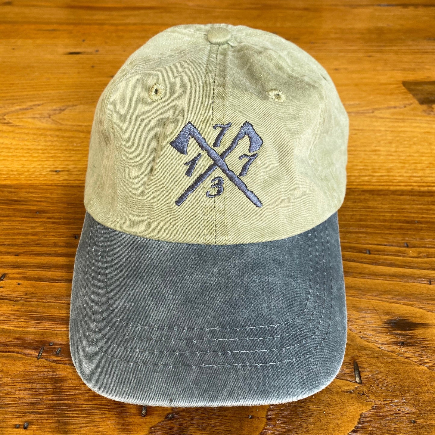 Embroidered "1773" Boston Tea Party Two-tone cap - Khaki/Charcoal from the History List Store
