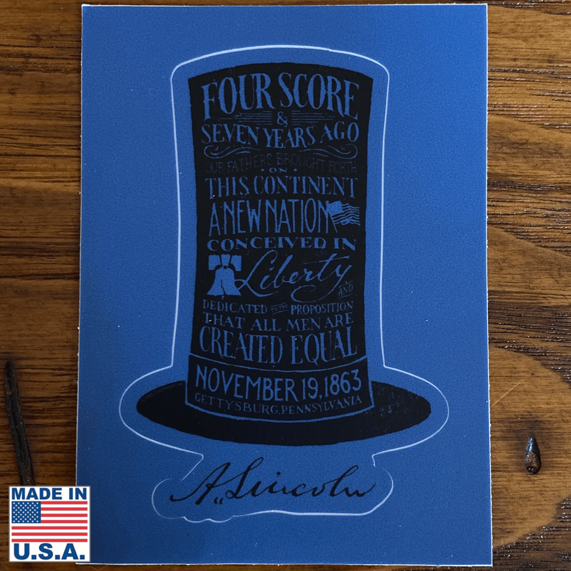 Lincoln's Gettysburg Address and Stovepipe Hat Sticker from the History List Store
