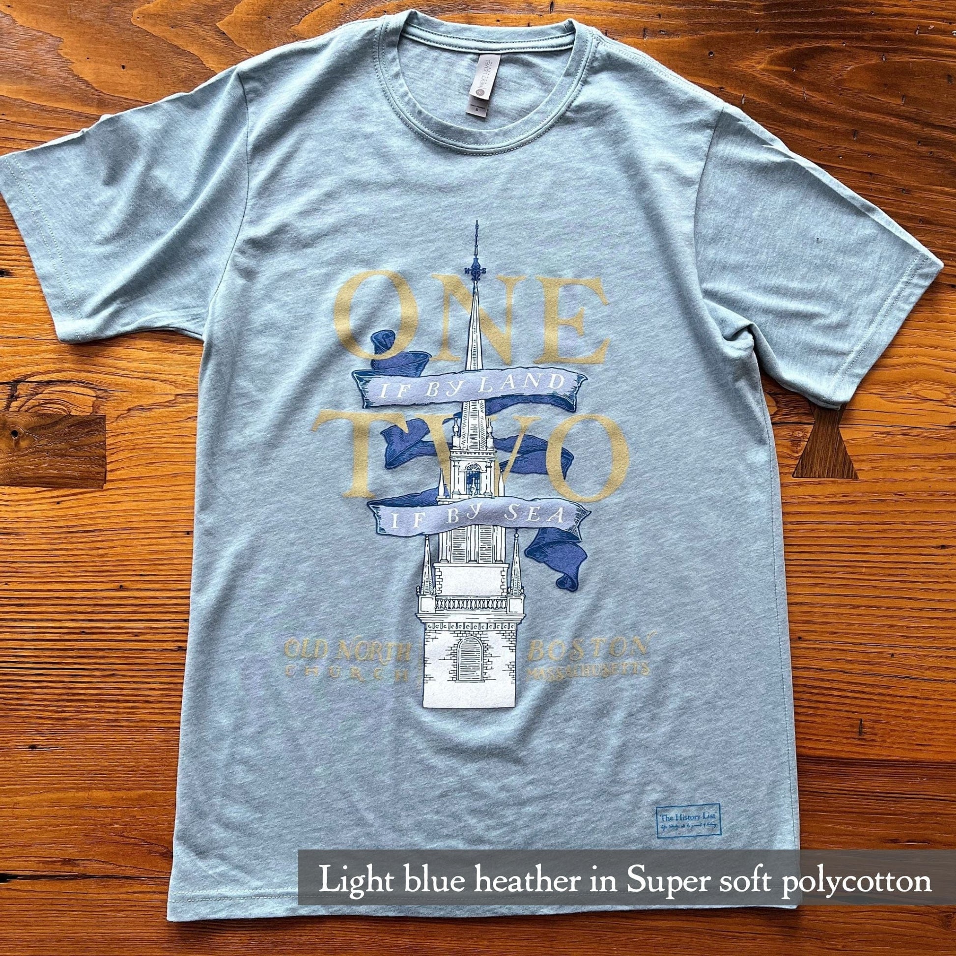 Light Blue Heather "One if by land . . ." Old North Special Edition Shirt from the history list store