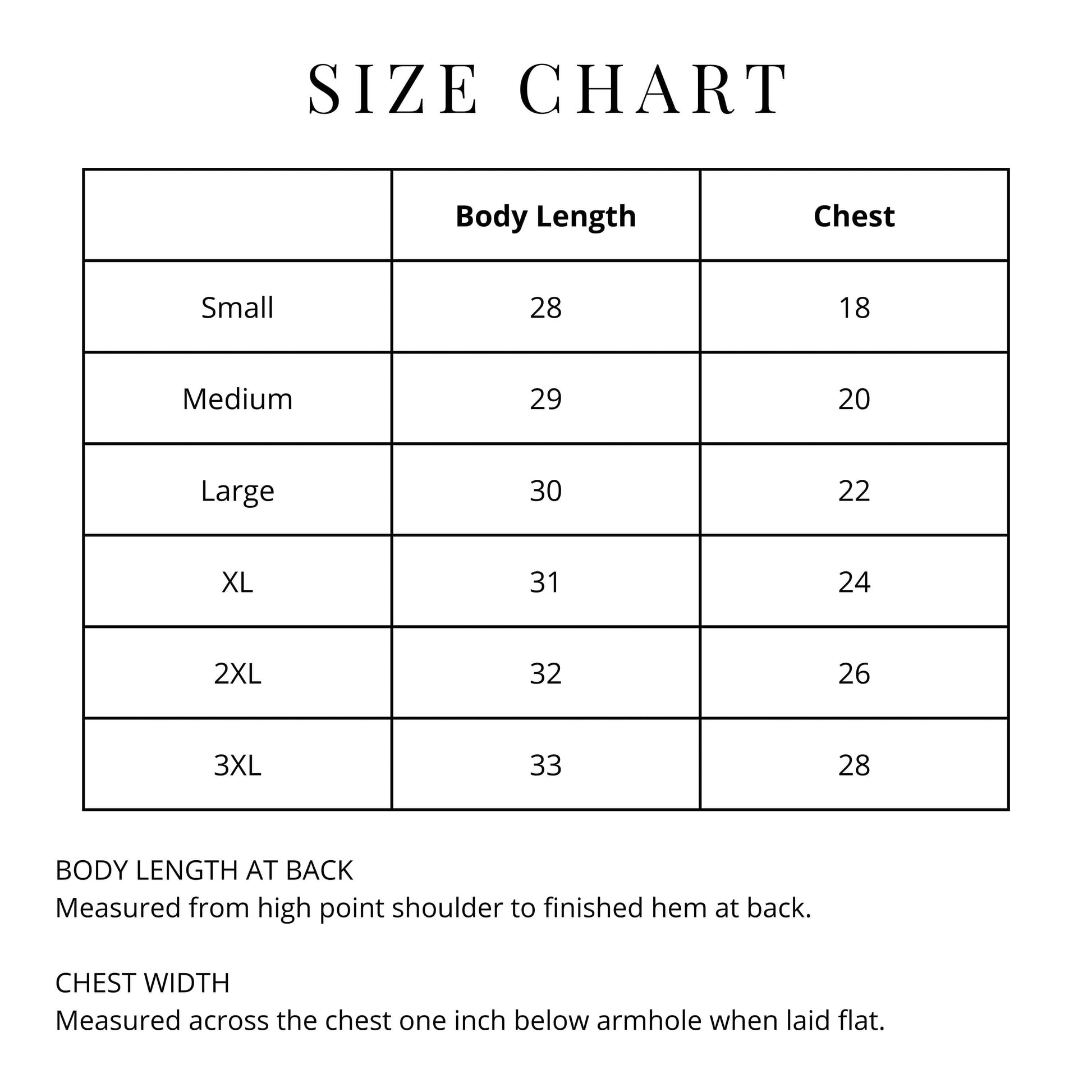Size chart of "Victory at Midway" Long-sleeved Shirt from The History List store